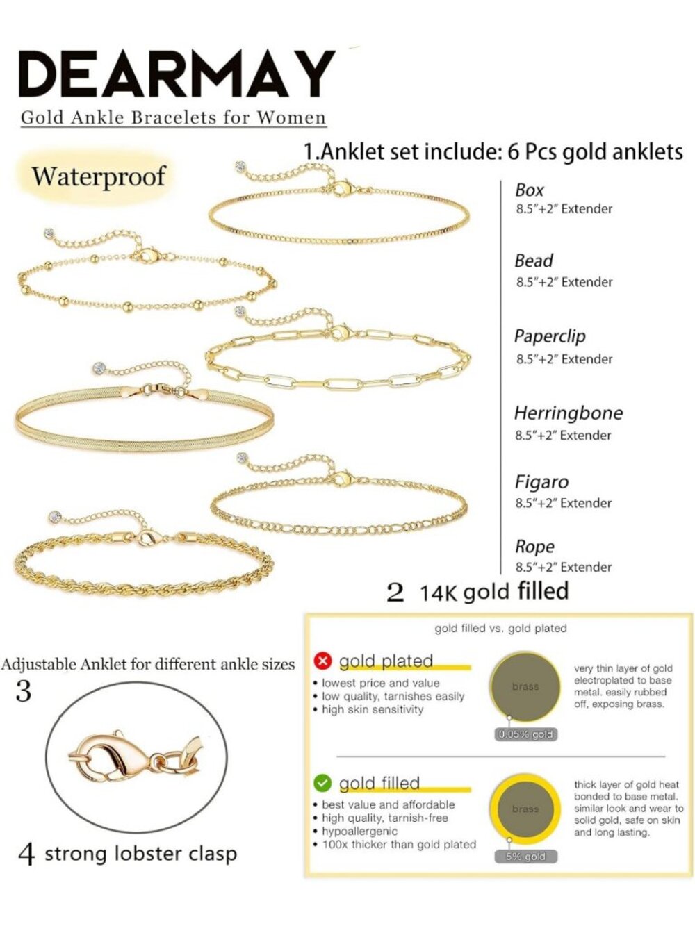 Stylish Waterproof Dainty Ankle Bracelets for Women - Perfect Summer Accessory - Picture 5 of 9
